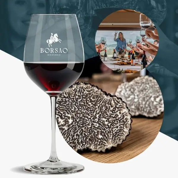 Cartel de Cata de vinos con trufa negra en Bodegas Borsao
