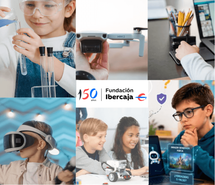 Cartel de MiniFeria de Ciencia y Tecnología para peques en familia