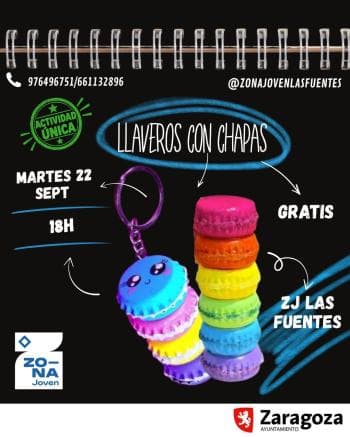 Cartel de Taller de llaveros con chapas