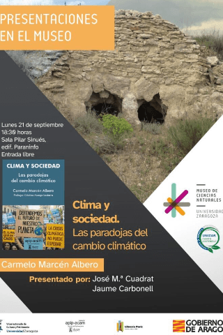 Cartel de Presentaciones en el museo: Clima y sociedad. Las paradojas del cambio climático