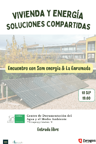 Cartel de Som Energía & La Enramada. Vivienda y energía: soluciones compartidas