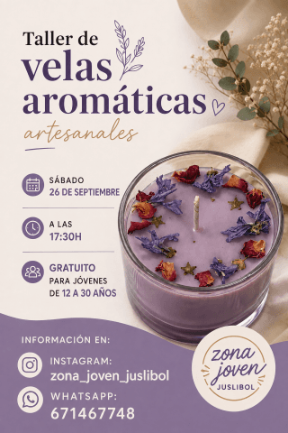 Cartel de Taller de velas aromáticas artesanales