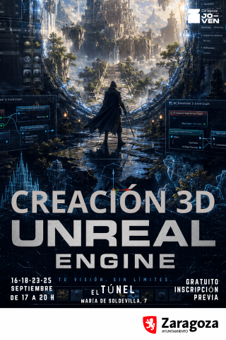 Cartel de Curso de Creación 3D, con Carlos Magallón
