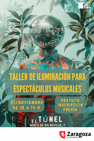 Cartel de Taller de iluminación para espectáculos musicales, con Bucho Cariñena