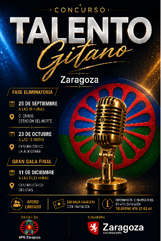 Cartel de Eliminatoria Concurso Talento Gitano Zaragoza