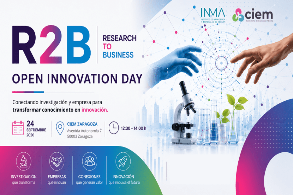 Cartel de R2B. Reserach to business. Open Innovation Day