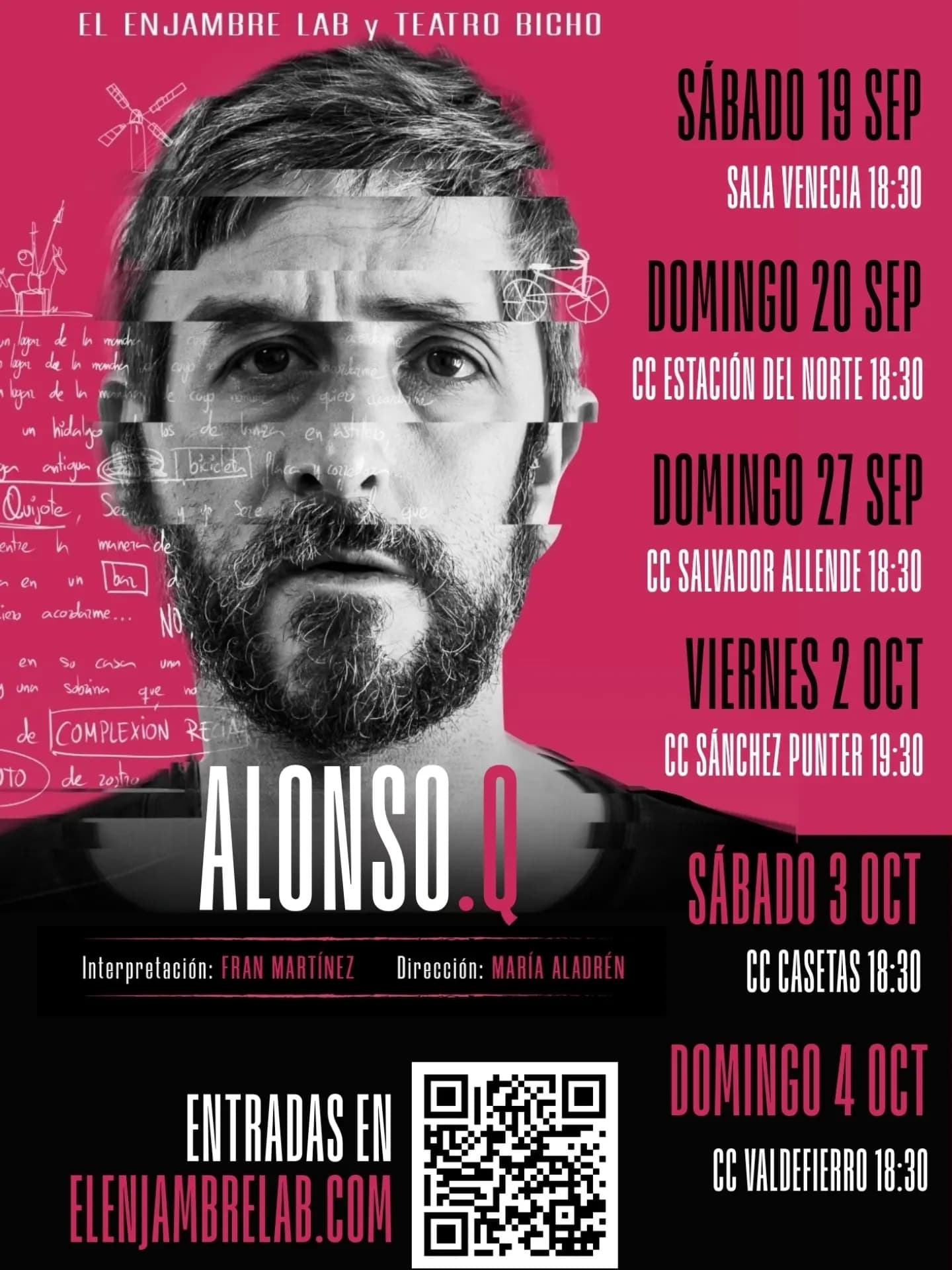 Cartel de Alonso Q. El Enjambre Lab y Teatro Bicho: gira por los centros cívicos