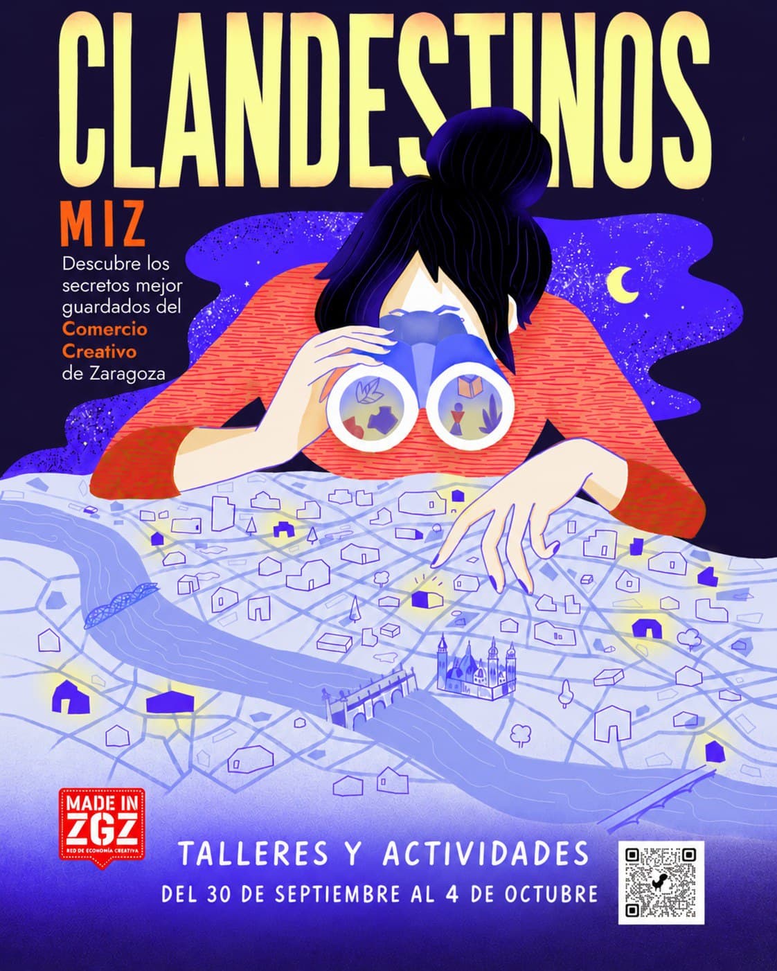Cartel de Clandestinos MIZ: taller de fotobordado con Atrapaluz