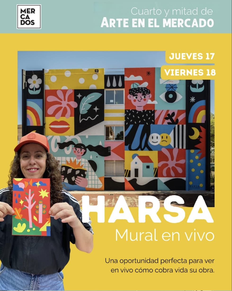 Cartel de Harsa pinta un mural en vivo en el Mercado Central