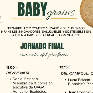 Cartel de Jornada final del proyecto Baby Grains: alimentación infantil