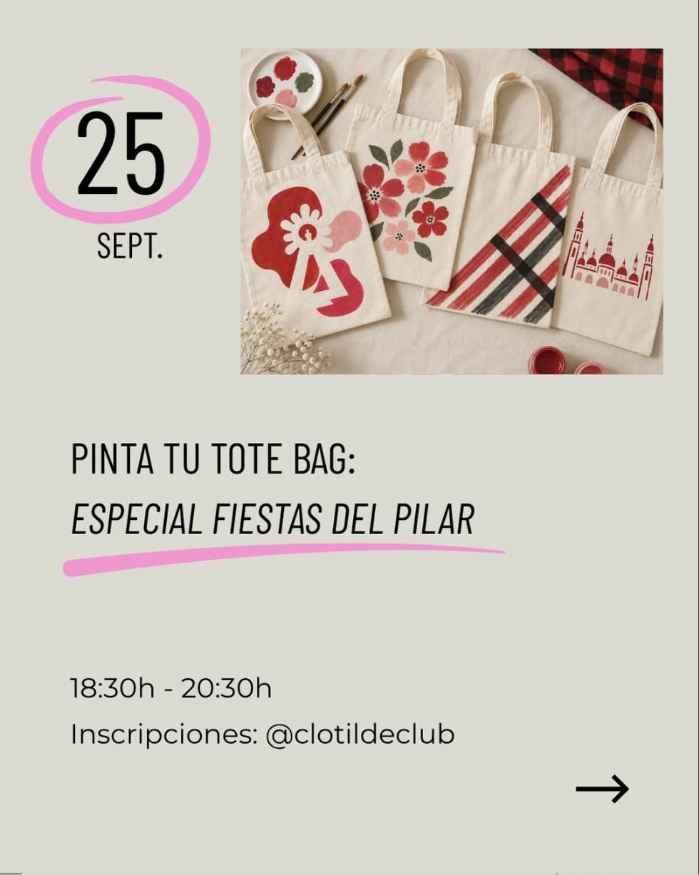 Cartel de Pinta tu tote bag: especial Fiestas del Pilar