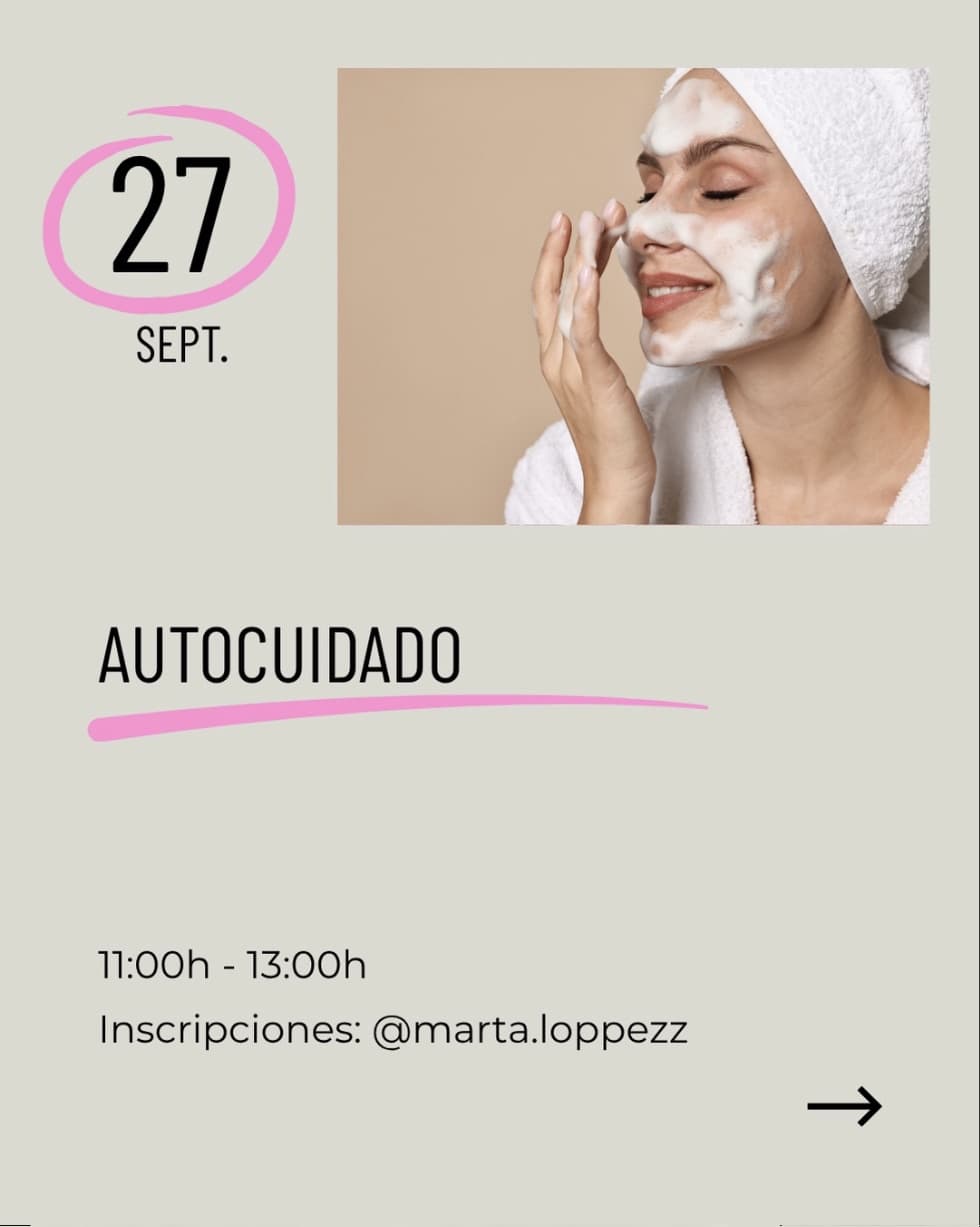 Cartel de Taller de autocuidado, con Marta López