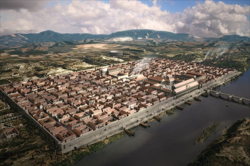 Cartel de Visita Guiada a los Museos de la Ruta de Caesaraugusta