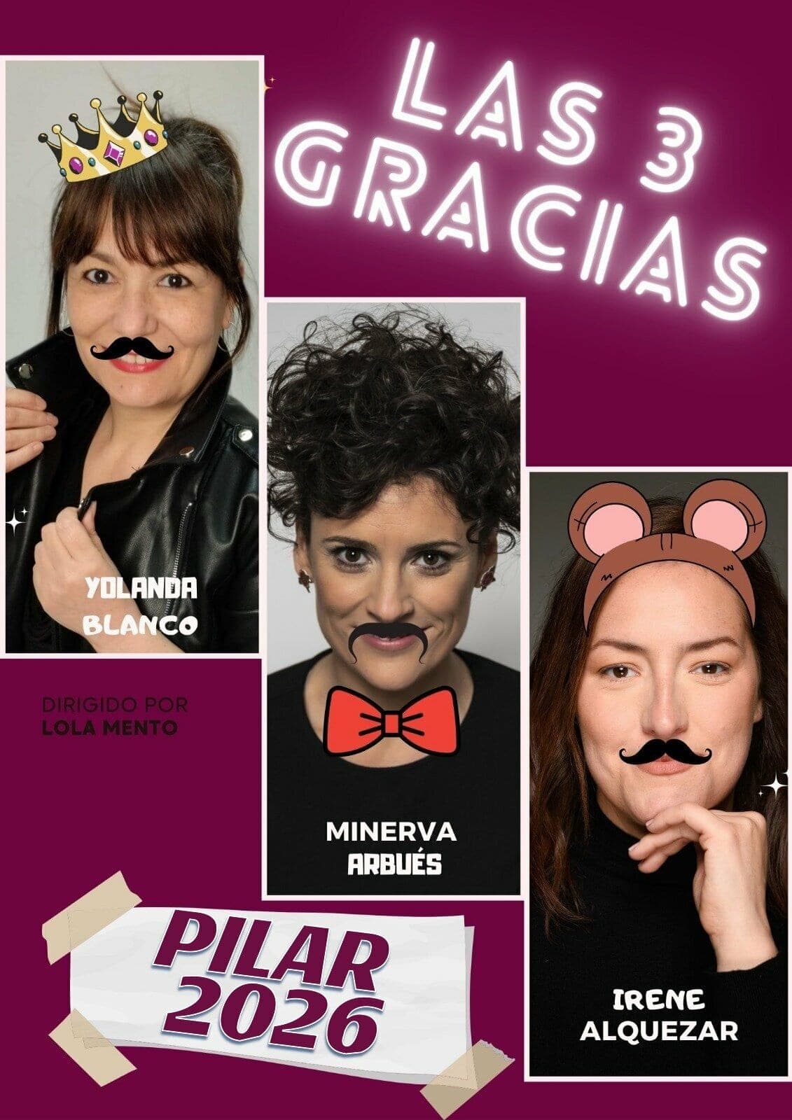Cartel de Las 3 Gracias. Minerva Arbués, Irene Alquézar y Yolanda Blanco