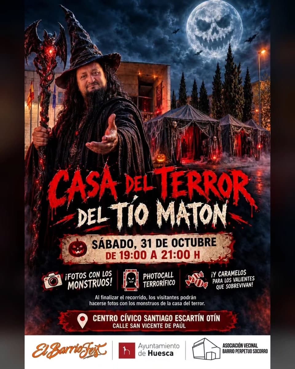 Cartel de «Casa del terror del Tío Matón» en el Perpetuo Socorro