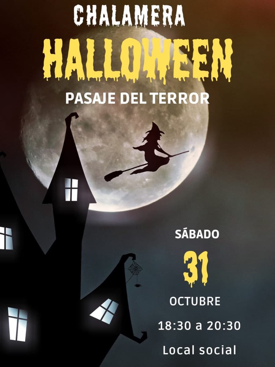 Cartel de Halloween en Chalamera: pasaje del terror y cena de bocadillos