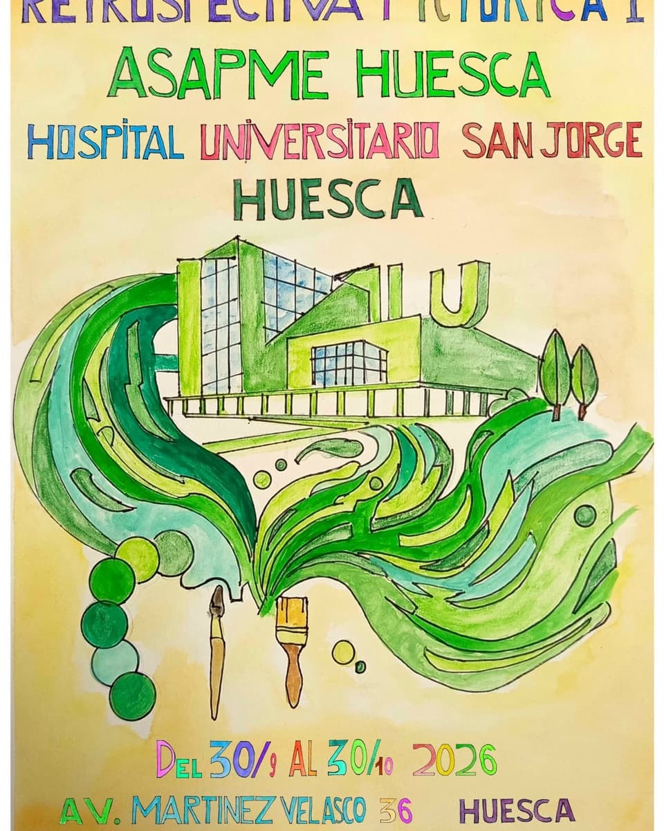 Cartel de «Retrospectiva pictórica I», del Taller de Pintura de ASAPME Huesca