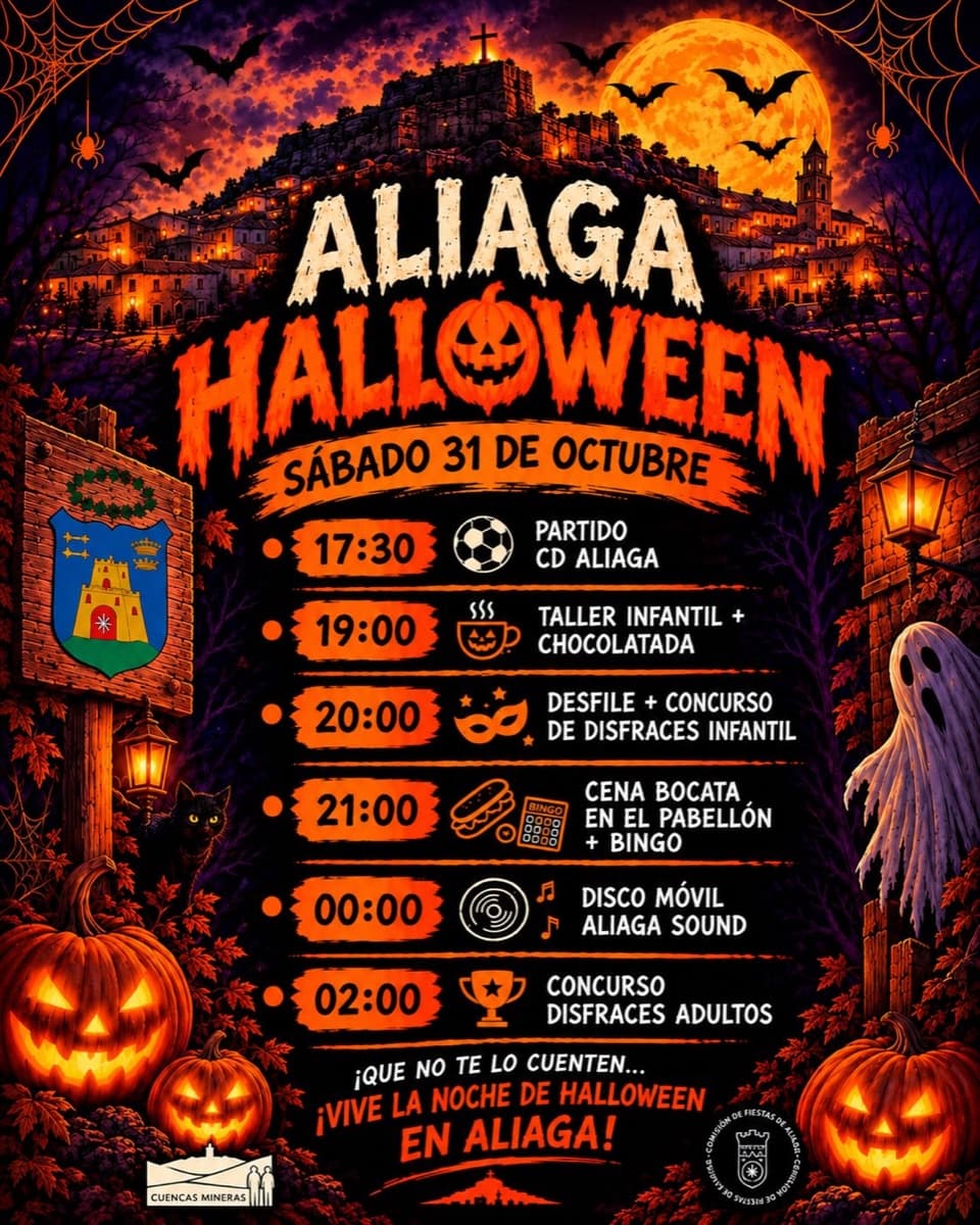 Cartel de Halloween en Aliaga