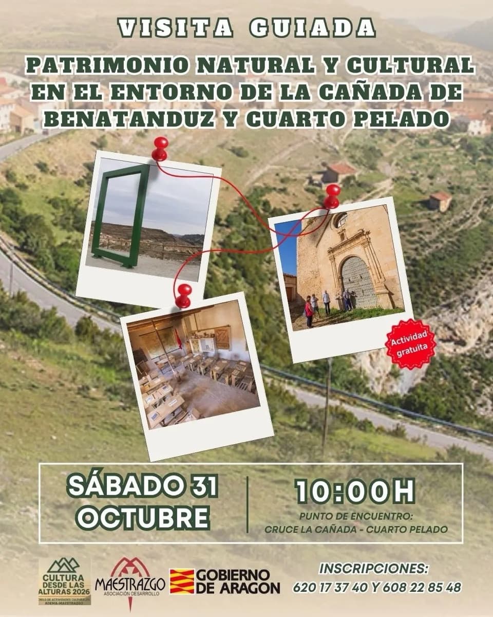 Cartel de Visita guiada al patrimonio natural y cultural de La Cañada de Benatanduz y Cuarto Pelado