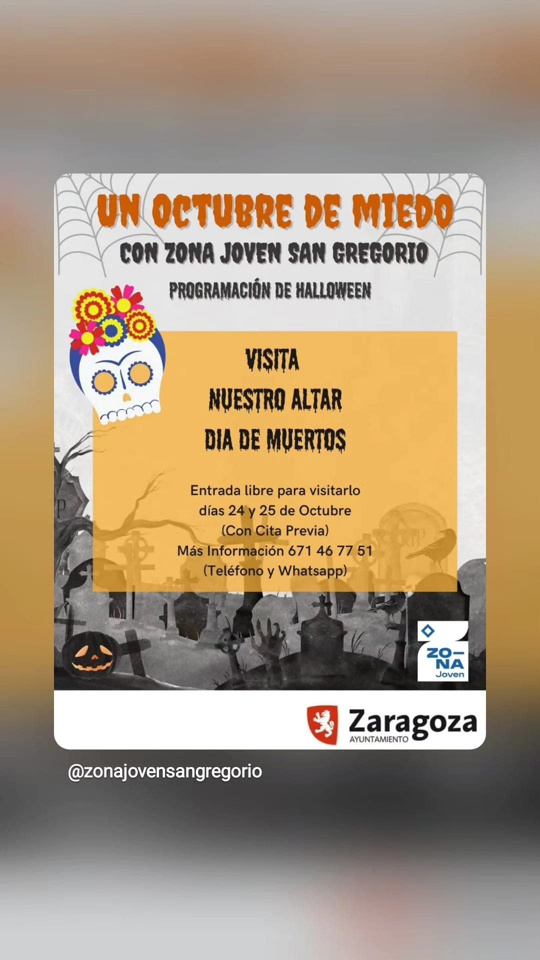 Cartel de Altar del Día de Muertos en la Zona Joven San Gregorio