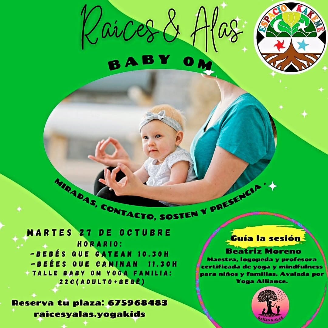 Cartel de Baby Om: yoga en familia para bebés en Espacio Kakeme