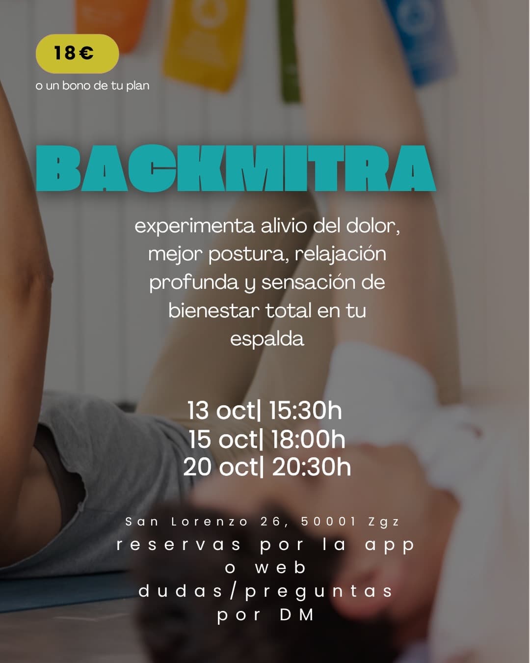 Cartel de Backmitra: alivio para la espalda