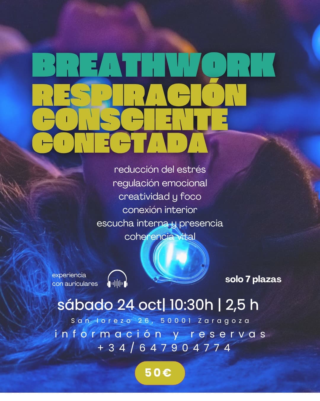 Cartel de Breathwork: respiración consciente conectada
