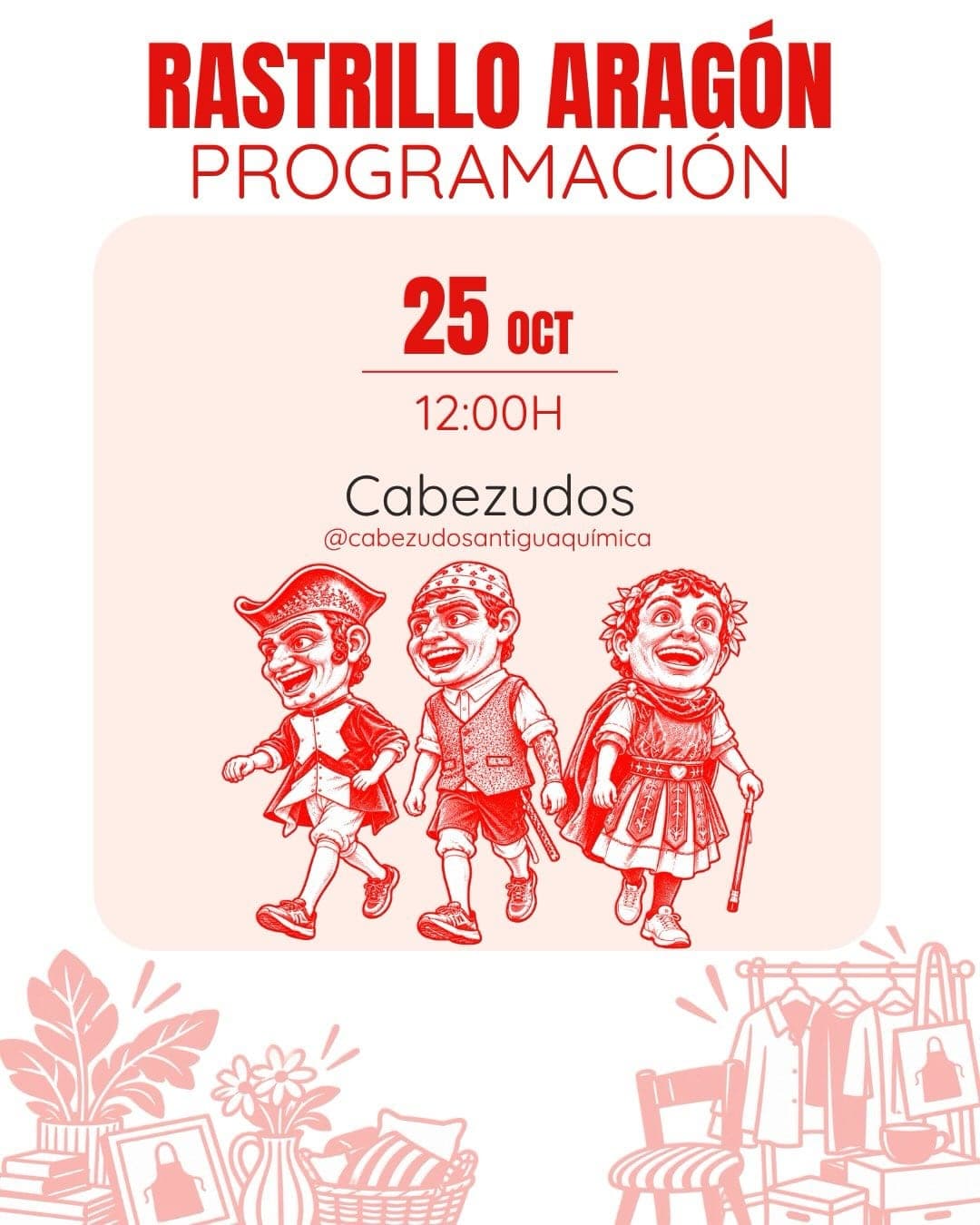 Cartel de Cabezudos «La Antigua Química» en el Rastrillo Aragón