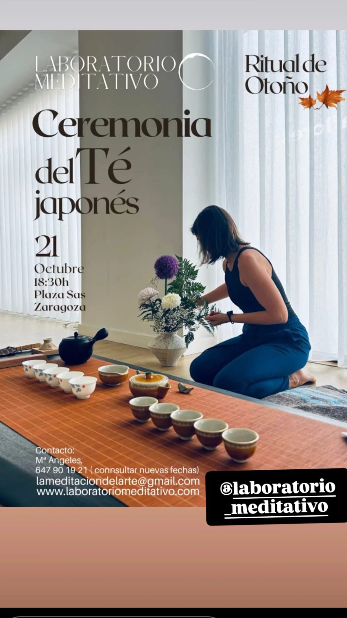 Cartel de Ceremonia del té japonés: «Ritual de Otoño» en el Laboratorio Meditativo
