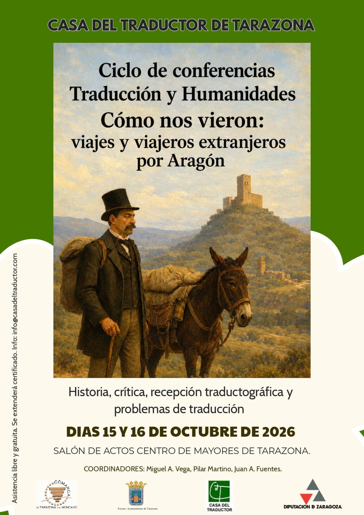 Cartel de Ciclo de conferencias «Cómo nos vieron: viajes y viajeros extranjeros por Aragón»