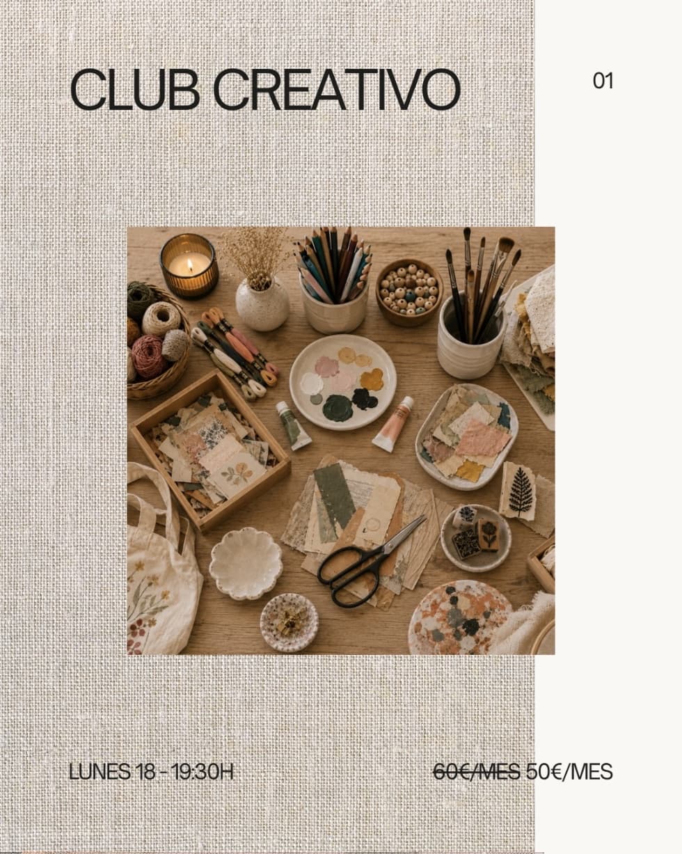 Cartel de Club creativo: clases semanales en Six Art