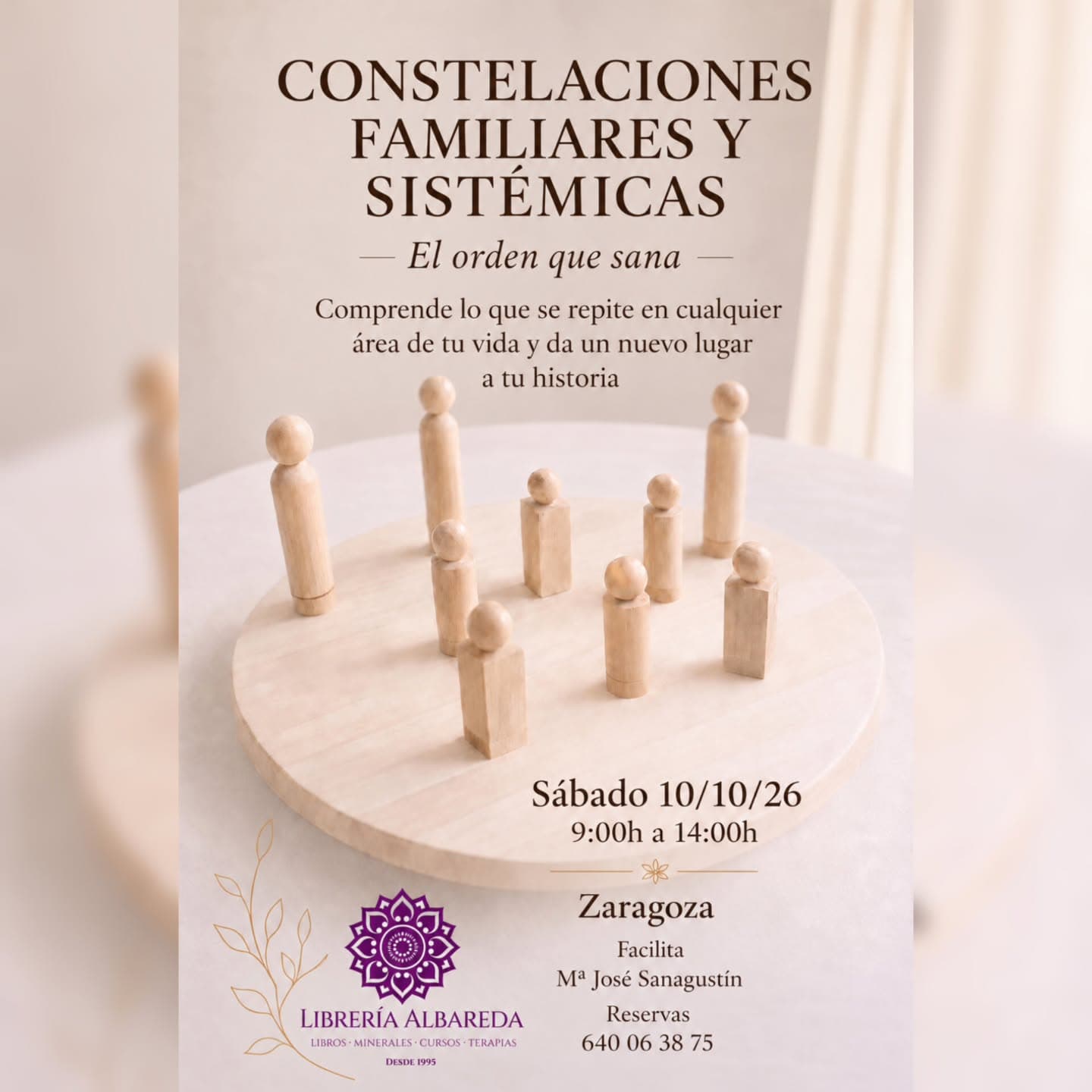 Cartel de Constelaciones familiares y sistémicas con Ma José Sanagustín