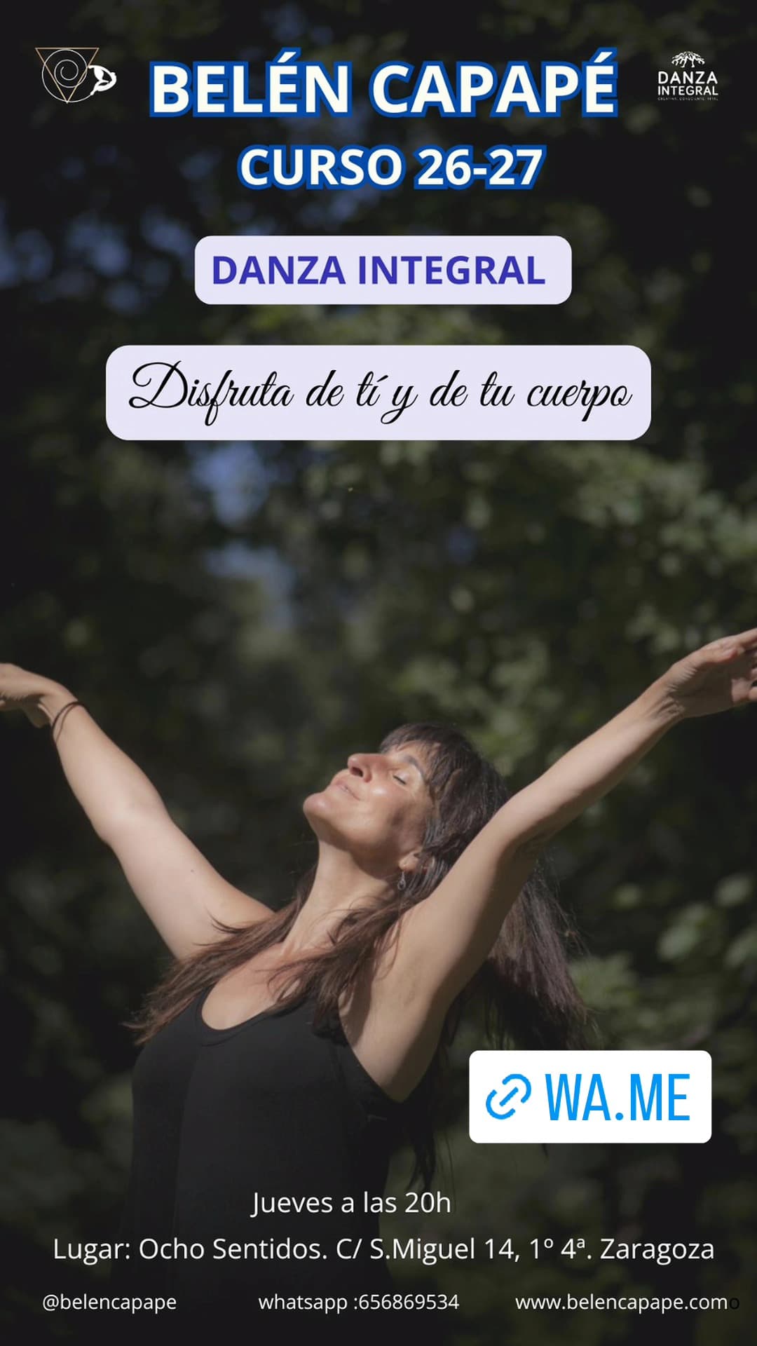 Cartel de Danza Integral con Belén Capapé