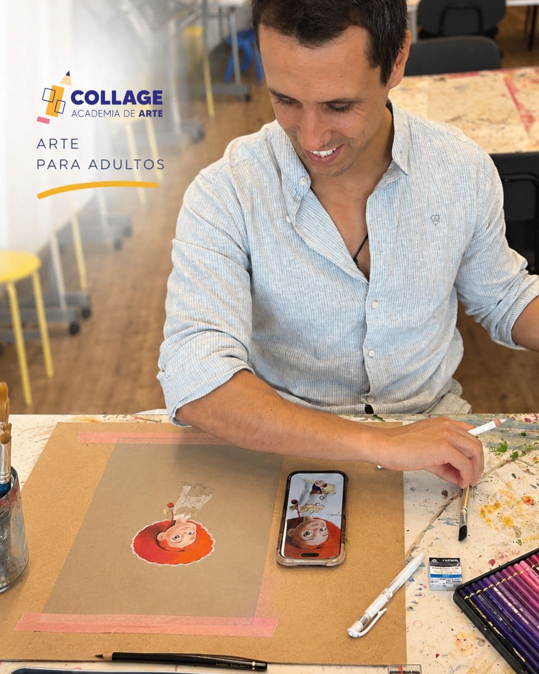 Cartel de Dibujo y pintura para adultos en la Academia de Arte Collage