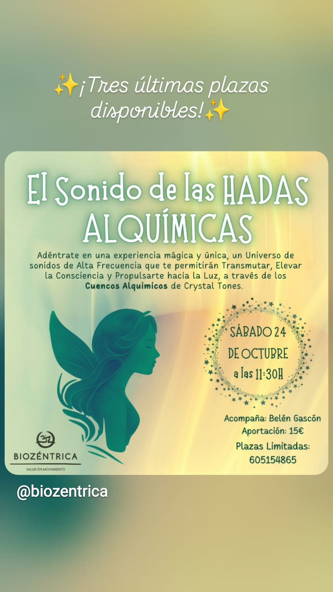 Cartel de El Sonido de las Hadas Alquímicas: sesión de cuencos en BioZentrica