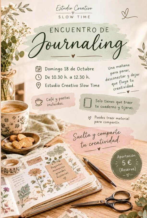Cartel de Encuentro de journaling en Slow Time