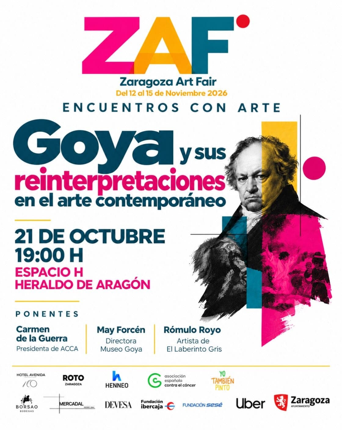 Cartel de Encuentros con Arte de ZAF: Goya y sus reinterpretaciones en el arte contemporáneo