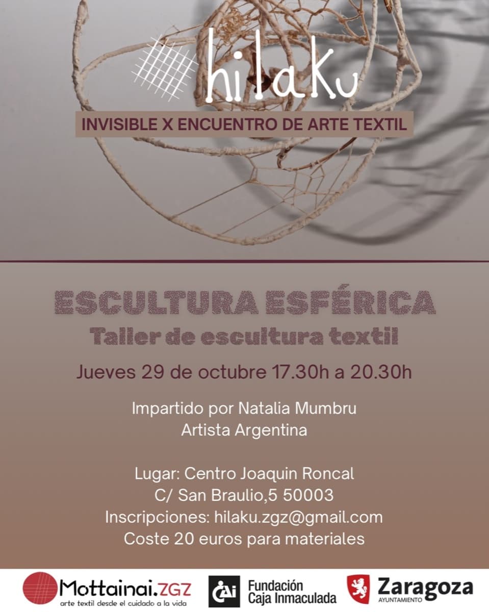 Cartel de Escultura esférica: taller de escultura textil con Natalia Mumbrú