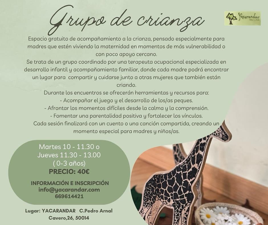 Cartel de Espacio de crianza en Yacarandar (0 a 3 años)