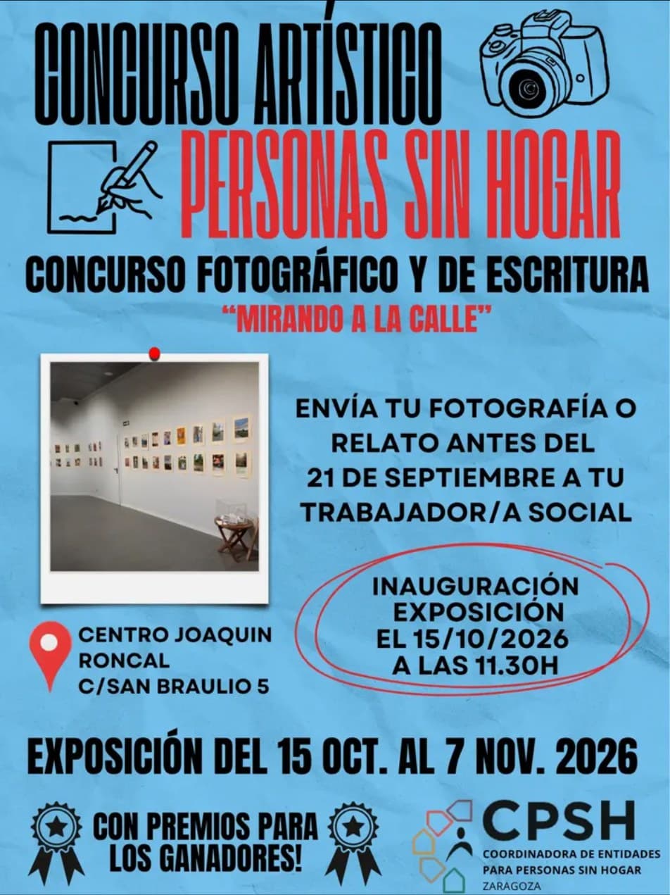 Cartel de «Mirando a la calle»: exposición del concurso artístico de personas sin hogar