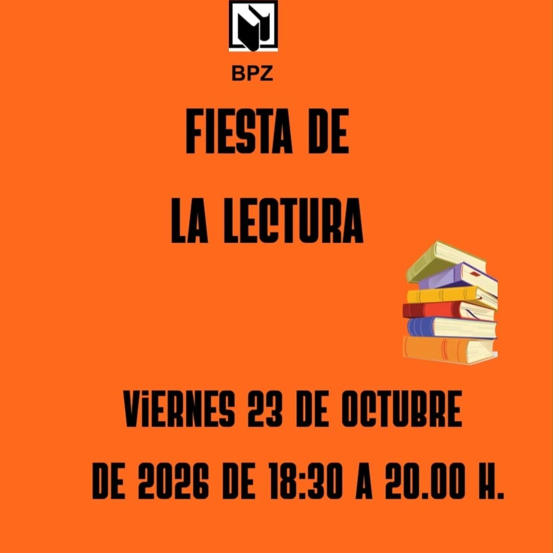 Cartel de Fiesta de la Lectura en la Biblioteca Pública de Zaragoza