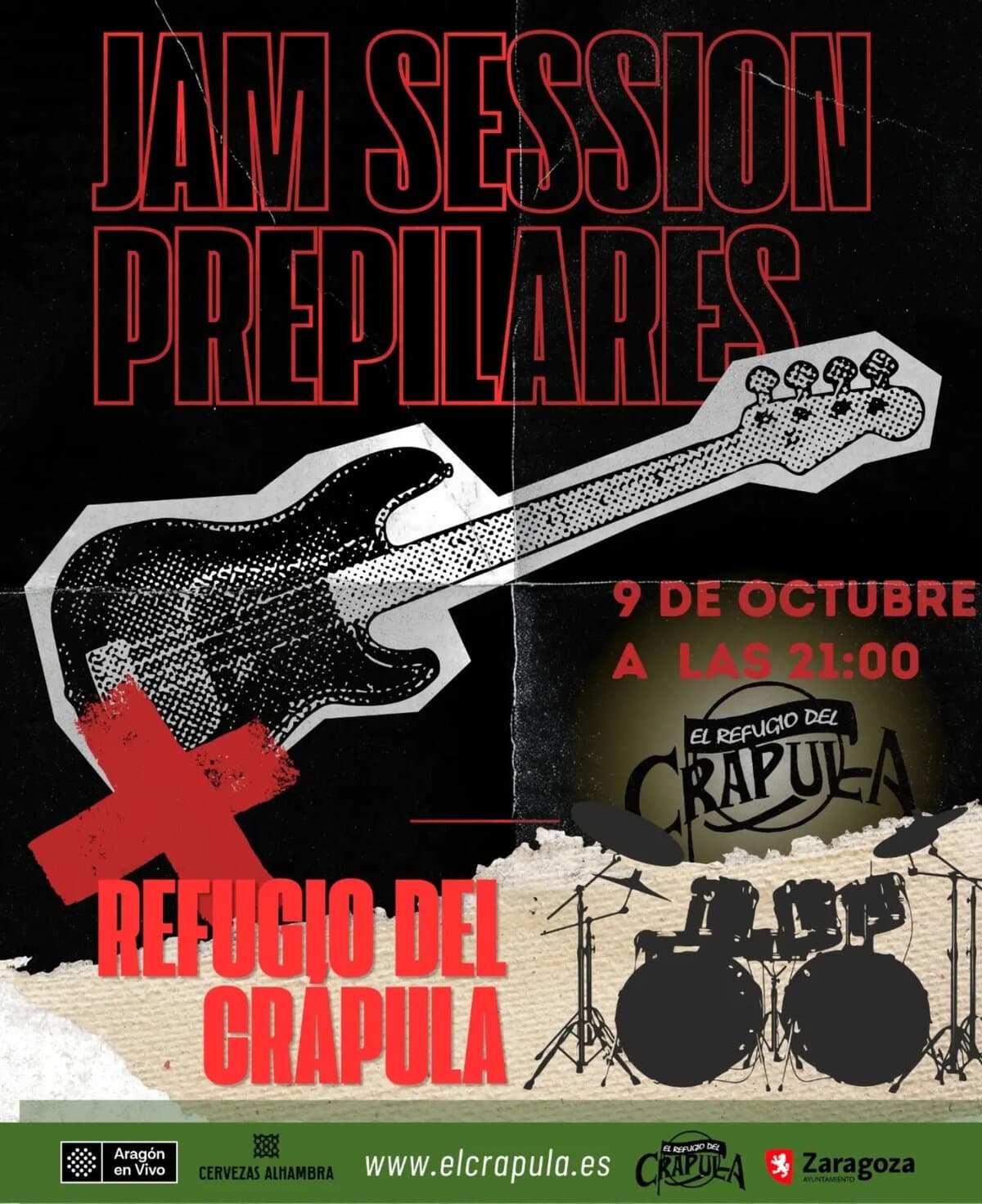 Cartel de Jam session prePilares en El Refugio del Crápula