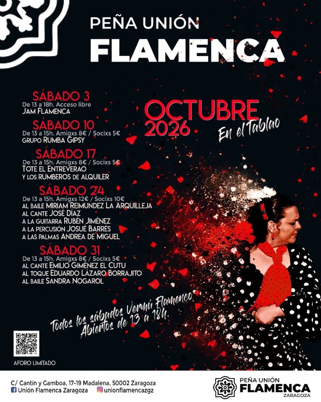 Cartel de La Arquilleja al baile en la Peña Unión Flamenca