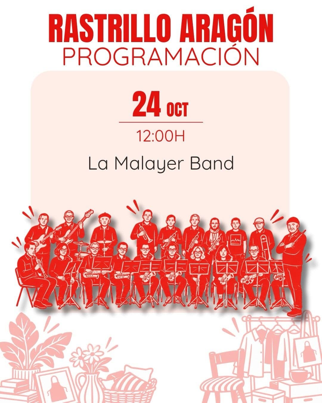 Cartel de La Malayer Band en el Rastrillo Aragón