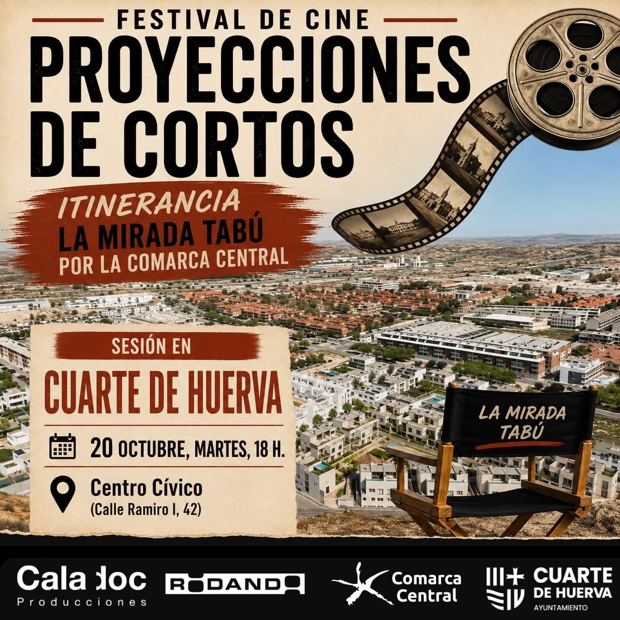 Cartel de La Mirada Tabú en Cuarte de Huerva: cortometrajes premiados