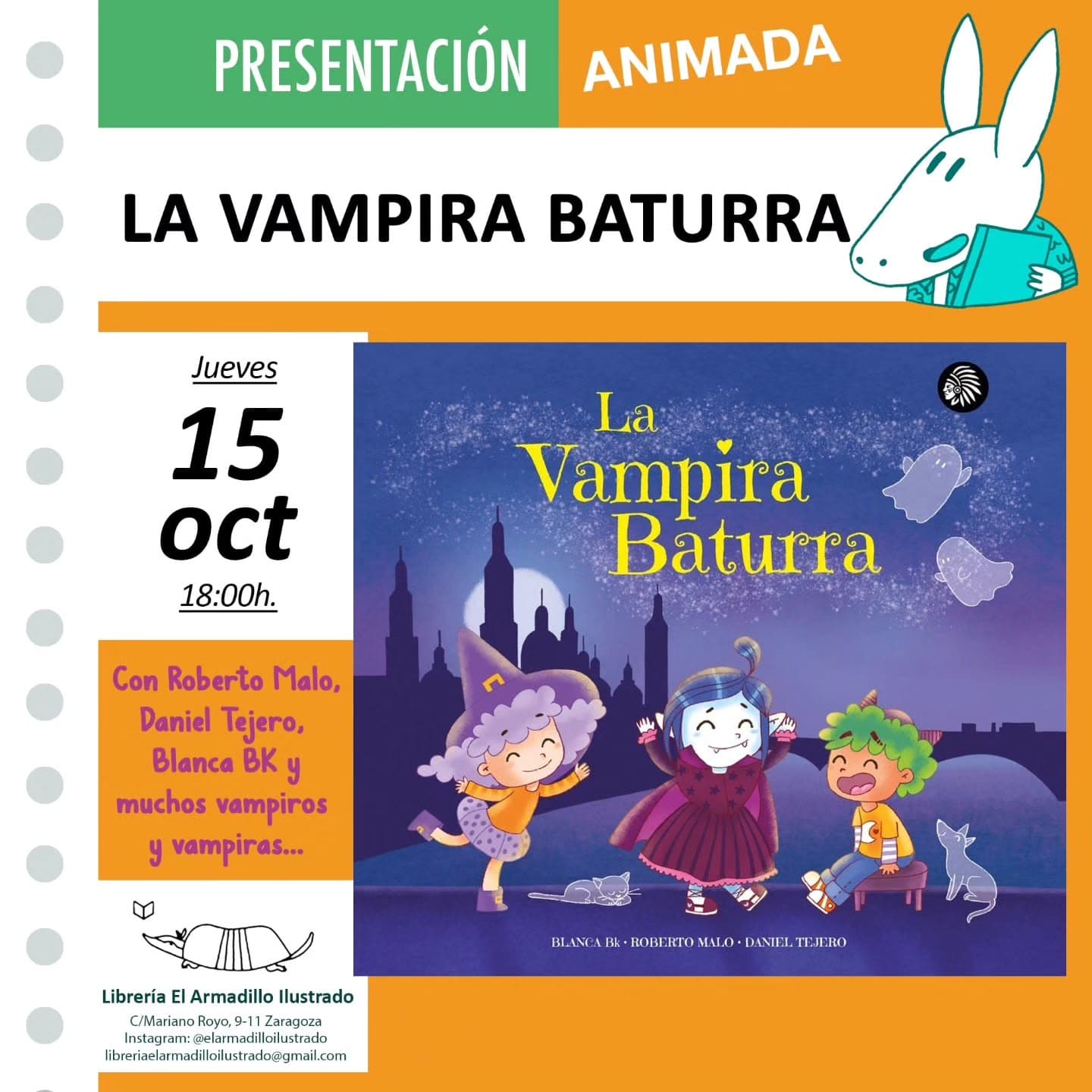 Cartel de «La vampira baturra»: presentación animada en El Armadillo Ilustrado