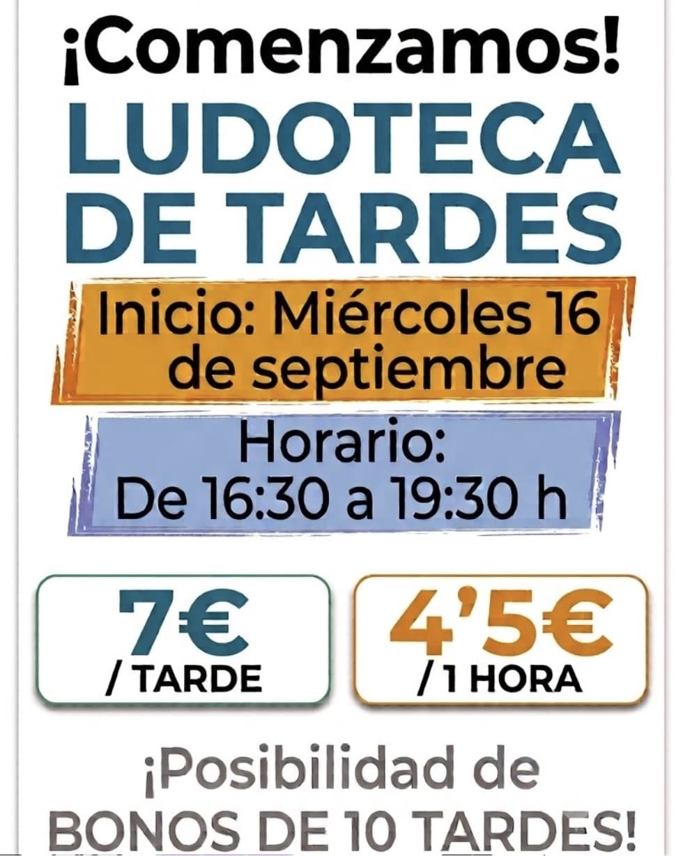 Cartel de Ludoteca de tardes en Rayuela