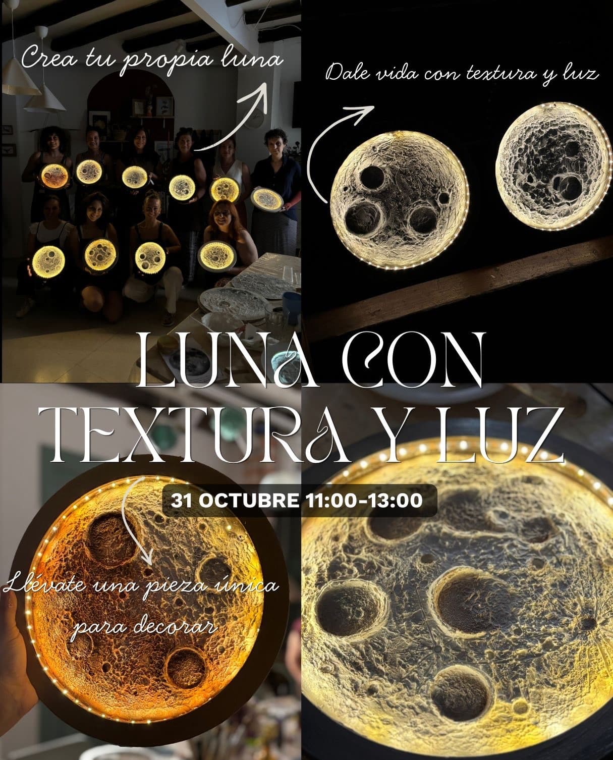 Cartel de Luna con textura y luz: taller en Gemini