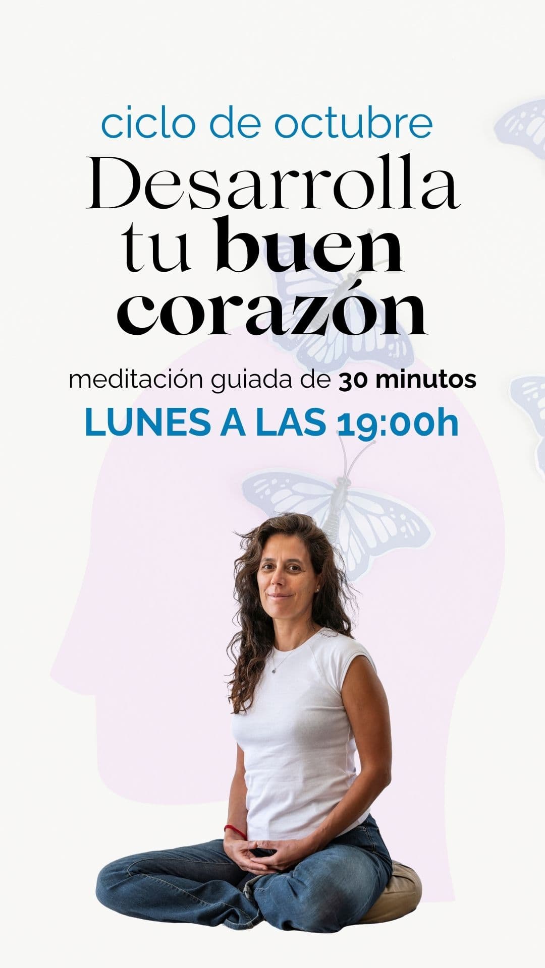 Cartel de Medita en 30': meditación guiada de los lunes en el Centro Kadampa