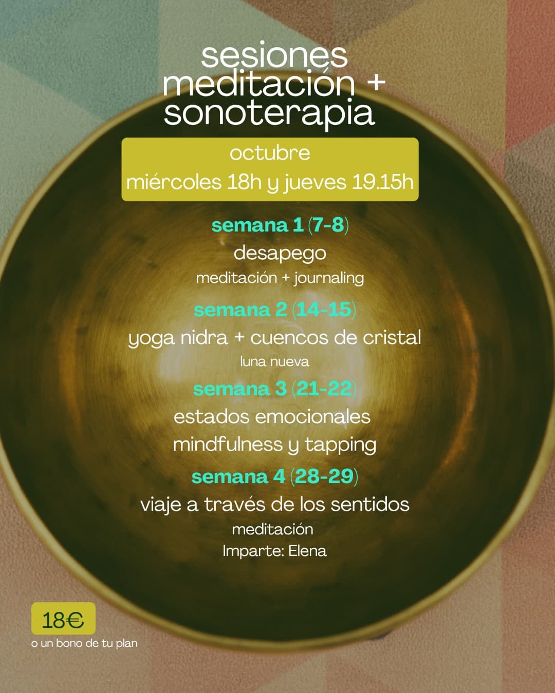 Cartel de Meditación y sonoterapia en Mento (miércoles)
